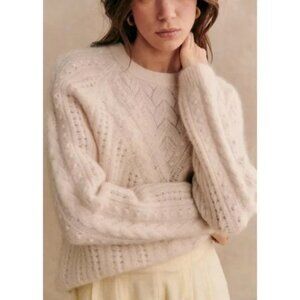 NEW Sezane Jake Jumper in Vanilla Cream Beige | Mohair Wool Blend | size S